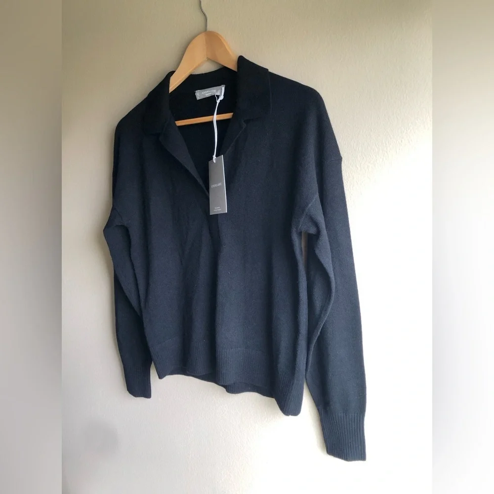 NEW Everlane Women’s Cashmere Polo Black Sweater Size XSmall - Picture 9 of 14